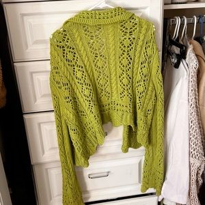 Green crochet Zara sweater